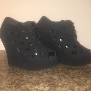 SOLD!!!!! Black suede wedges!!!!